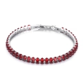 Elegant square chain bracelet featuring deep red oval zircons on a silver base - Red Oval Cut Style (KB167208-KFC)
