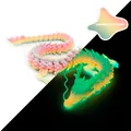 Luminous rainbow 3D printed dragon with articulated joints and green glow effect - 30CM Colorful Luminous Rainbow