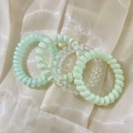 Set di quattro elastici per capelli a spirale verdi e trasparenti su fondo di seta - 9# Mix Verde Menta/Trasparente (Sacchetto da 4 pezzi)