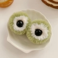 Cute green plush ear-shaped hair claw clips for girls on a white shell-shaped dish - Cute Little Frog (1 Pair)