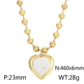 Golden heart necklace set with sparkling white rhinestones on a gold bead chain - A-Style Gold Necklace