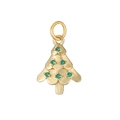 Detail of golden Christmas tree pendant with green gemstones and a small hanging loop - Gold Christmas Tree Pendant with Green Zirconia