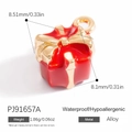 Red enamel gift box charm with golden bow, hypoallergenic alloy jewelry accessory - Red Gift Box Style (PJ91657A)