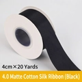 Black matte cotton ribbon spool 4cm wide for gift wrapping and floral packaging - Matte Cotton Silk / 4.0cm Wide * 20 Yards / Black