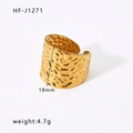 Verstelbare brede gouden ring met gehamerde textuur en 18mm hoogte - Verstelbaar Open / Goud