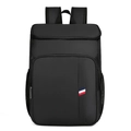 Zaino termico da picnic grande nero con tasca frontale e dettaglio nastro tricolore - Nero