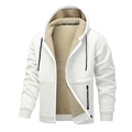 Men's white fleece lined hooded jacket with premium thermal insulation and windproof design - White