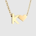 Cavigliera dorata in acciaio inossidabile 316L con ciondolo a lettera K e cuore - Oro-K