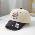 Detail of kids baseball cap with puppy embroidery and starry pattern on the brim - 52cm (2-5 Years) / Light Khaki