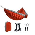 Outdoor double parachute nylon hammock set in red and gray, includes straps and carabiners - 270x140cm / Rope Style / Orange/Gray