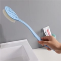 Ergonomic long handle sky blue silicone bath brush with soft white bristles and massage nodes - Without Bath Ball Style / X-Large (Bagged) / Blue