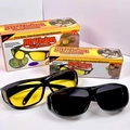 HD Vision wrap around glasses set with yellow night vision and black sun lenses - Double Pack Set / Black Lens & Yellow Lens