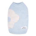 Pull en tricot bleu clair pour animaux avec motif floral blanc et étiquette tissée - 2XL / Bleu clair