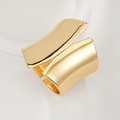Minimalist open crossover ring with a polished gold finish and geometric design - Double Layer Streamlined Mirror Ring (SL295) / Gold