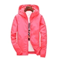 Giacca a vento rosa corallo con cappuccio, zip frontale e coulisse regolabile - Rosa
