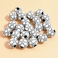 Mixed black and white football soccer style acrylic beads for DIY jewelry making - 12mm Football White Background Black Line