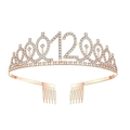 Corona per 12° compleanno in oro rosa con strass luccicanti e pettini per capelli - 12 anni