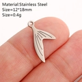 Zilveren roestvrijstalen visstaart hanger 12x18mm getoond op de vingertop - Vissenstaart / Zilver