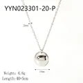 Collana minimalista in acciaio inossidabile placcato oro 18K con pendente a sfera da 19mm - Stile Sfera Argentata da 20mm (YYN023301-20-P)