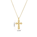 Gold cross pendant necklace with sparkling cubic zirconia, measurements 3.0cm by 2.2cm - Gold Cross (A634)