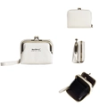 White lychee pattern women's coin purse with wristlet and multiple card slots - White