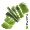 Green resin 7-piece facial scraping and acupoint massage tool set for skin lifting - Complete Massage Tool Set / Green