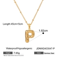Gold balloon letter P pendant necklace in waterproof stainless steel with adjustable chain - Letter P
