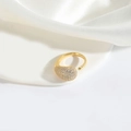 Minimalist gold open ring with teardrop shape pavé-set cubic zirconia stones - Teardrop / Water Drop (Gold)