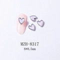 Detail of 8x8.5mm heart nail charms with purple drip oil finish and silver metal border - 8317 Silver Border White Pearl (8*8.5mm)