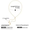 Detailing gold stainless steel Y-chain necklace specifications, dimensions, and weight - Waterproof Long Bead Chain Style (JDN0306070) / Gold