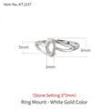 S925 sterling silver oval ring blank setting with 3x5mm stone size for DIY jewelry - 3x5mm / White Gold
