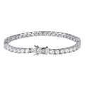 Detail of 4mm tennis bracelet featuring round-cut zircons in a secure box clasp closure - Bracelet / Width 4mm, Length approx 16cm / Silver (White Zirconia)