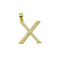 Détail du pendentif lettre X plaqué or 18k serti de pierres de zircone claires - Lettre X (Pendentif uniquement)