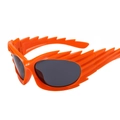 Sporty hip hop sunglasses featuring orange flame wing shaped frames and grey lenses - Orange Frame Gray Lens