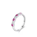 Anello in argento S925 con pietre preziose rosse taglio princess e zirconi - Rhr1638 / Taglia US 5