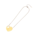 Golden heart pendant with silver snake chain necklace made of durable stainless steel - Silver Heart