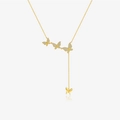 Collana a farfalla in argento 925 dorato con micro-diamanti incastonati su pendente a Y - Argento 925 / Oro
