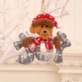 Weihnachts-Plüschbär-Anhänger mit grauen Karo-JOY-Buchstaben für Baumdekorationen - Bär-Stil