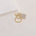 14K gold plated geometric double layer ring with zircon stones in a polished golden finish - Geometric 14K Gold Color