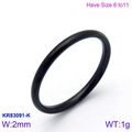 Minimalist 2mm black stainless steel ring with a brushed matte texture finish - Black