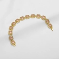 18k vergoldetes Armband mit quadratischen rosa Zirkonia Steinen und Pavé-Einfassung - Rosa