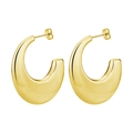 Polished gold geometric hollow teardrop stud earrings with a high-shine mirror finish - C-Shape No.3 Gold