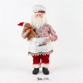 Detailed 50cm chef Santa Claus fabric figurine holding a gingerbread man ornament - Style 48 Chef Outfit Holding Gingerbread Man 50cm