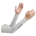 Breathable cooling ice silk arm sleeves in grey for sun protection during outdoor sports - L / Grey Letter