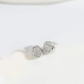 Silver oval stud earrings featuring sparkling pavé crystals in a vintage hollow design - Oval Zirconia (Silver)