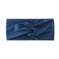 Close-up detail of the dark blue stretchy athletic headband showing the soft fabric and twist design. - Dark Blue