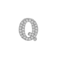 Micro-paved letter Q pendant in silver brass with white cubic zirconia stones - Silver Q