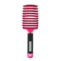 Pink and black vented massage hairbrush with boar bristles and anti-slip handle - Rose Red (New)