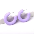 Light purple matte finish C-shaped stud earrings with minimalist candy-colored design - Violet