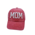 Washed red cotton baseball cap featuring white MOM 3D embroidery and adjustable strap - Adjustable / Washed Red-MOM Embroidery (7)
